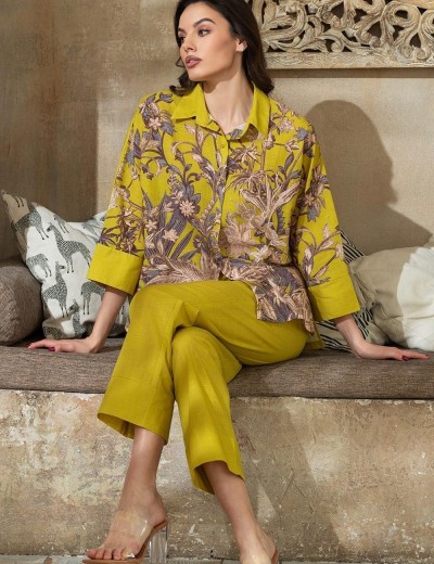 Брючный комплект из хлопка и льна Mia-Amore FIJI 5405, Цвет: лайм, Размеры: L, изображение 3