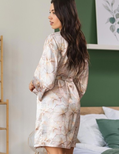 Короткий халат-кимоно Mia-Amore SIMFONIA 4613, Цвет: бежевый, Размеры: 2XL/3XL, изображение 2