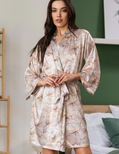 Короткий халат-кимоно Mia-Amore SIMFONIA 4613, Цвет: бежевый, Размеры: 2XL/3XL, изображение 4