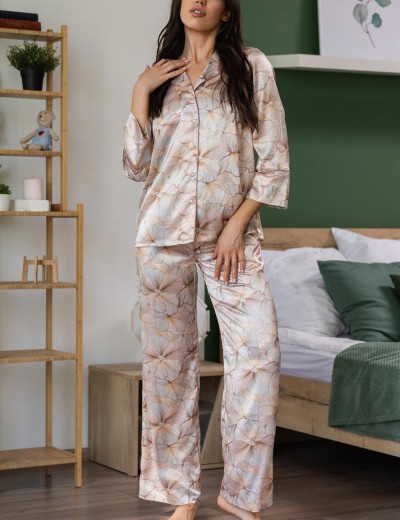 Шёлковая пижама Mia-Amore SIMFONIA 4616, Цвет: бежевый, Размеры: XL, изображение 3
