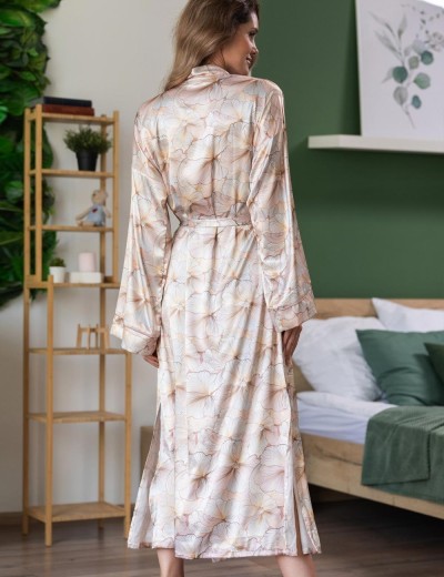 Длинный шёлковый халат Mia-Amore SIMFONIA 4619, Цвет: бежевый, Размеры: 4XL/5XL, изображение 2