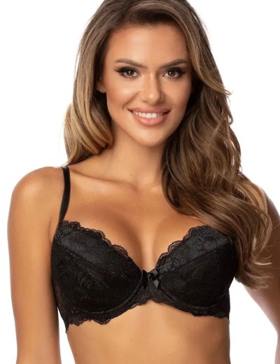 Кружевной бюстгальтер пуш-ап Orhideja 116-208 черный, Цвет: черный, Размеры: 70E, изображение 4