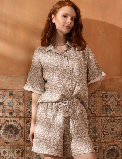 Комплект с шортами из муслина Mia-Amore CAMILA 5414, Цвет: латте, Размеры: 4XL, изображение 3