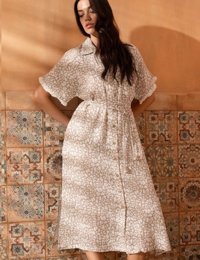 Халат-рубашка из муслина Mia-Amore CAMILA 5417, Цвет: латте, Размеры: 4XL, изображение 4