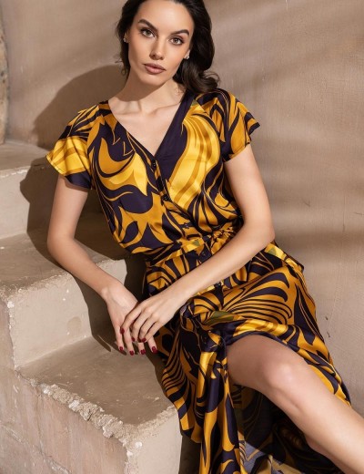 Длинный халат на пуговицах Mia-Amore MARCELA 4111, Цвет: мультицвет, Размеры: S, изображение 3