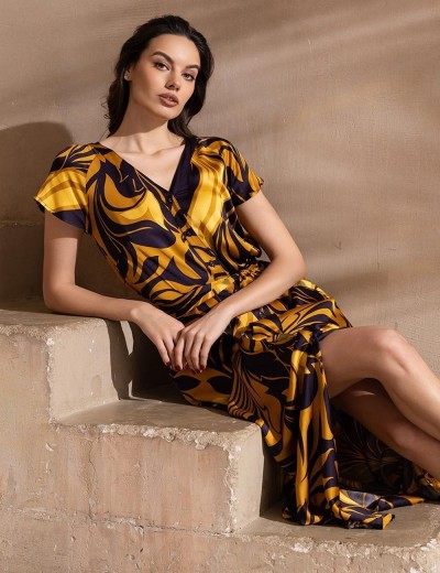 Длинный халат на пуговицах Mia-Amore MARCELA 4111, Цвет: мультицвет, Размеры: S, изображение 4