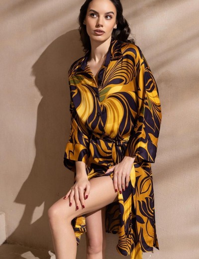 Шёлковая рубашка-халат Mia-Amore MARCELA 4547, Цвет: мультицвет, Размеры: 2XL/3XL, изображение 4