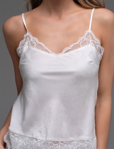 Атласная пижама топ+шорты Mia-Amore MELANI 7272, Цвет: молочный, Размеры: L, изображение 3