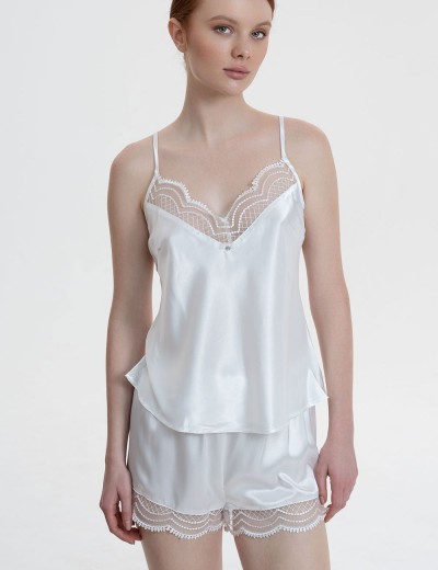 Пижама с шортами шёлковая Mia-Amore REGINA 3902 белый, Цвет: белый, Размеры: L, изображение 4 Пижама с шортами шёлковая Mia-Amore REGINA 3902 белый, Цвет: белый, Размеры: L, изображение 4