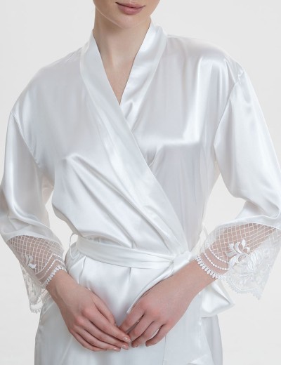 Шёлковый халат Mia-Amore REGINA 3903 белый, Цвет: белый, Размеры: L/XL, изображение 3