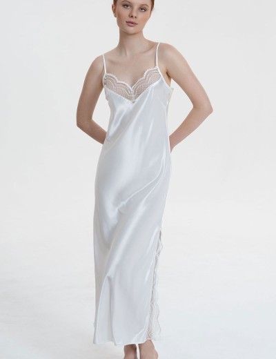 Длинная шелковая сорочка Mia-Amore REGINA 3908 белый, Цвет: белый, Размеры: 3XL, изображение 4 Длинная шелковая сорочка Mia-Amore REGINA 3908 белый, Цвет: белый, Размеры: 3XL, изображение 4