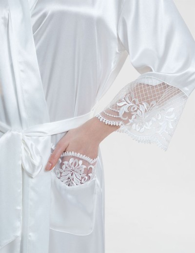 Шелковый халат макси Mia-Amore REGINA 3909 белый, Цвет: белый, Размеры: 2XL/3XL, изображение 2 Шелковый халат макси Mia-Amore REGINA 3909 белый, Цвет: белый, Размеры: 2XL/3XL, изображение 2