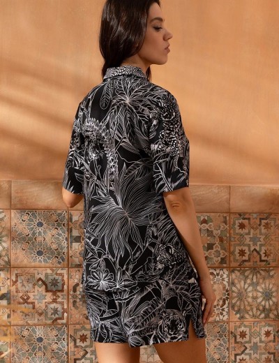 Рубашка с шортами из вискозы Mia-Amore SERENGETI 5505, Цвет: черный, Размеры: L, изображение 2