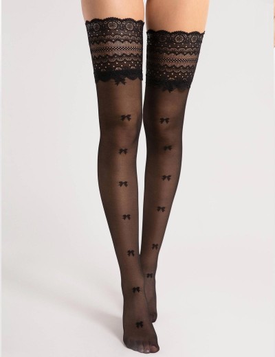 Самонесущие чулки с кружевом Fiore 4096/O COQUETTE 15 den, Цвет: черный, Размеры: 2, изображение 2