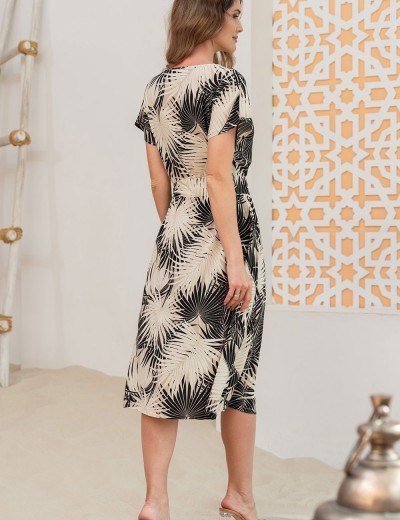 Длинная туника из вискозы Mia-Amore BORA-BORA 5513, Цвет: бежевый+черный, Размеры: L/XL, изображение 3