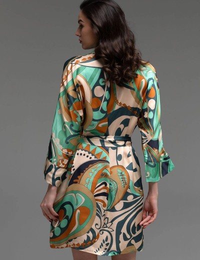 Рубашка-халат из шёлка с вискозой Mia-Amore CAPRI 4563, Цвет: мультицвет, Размеры: 2XL/3XL, изображение 2