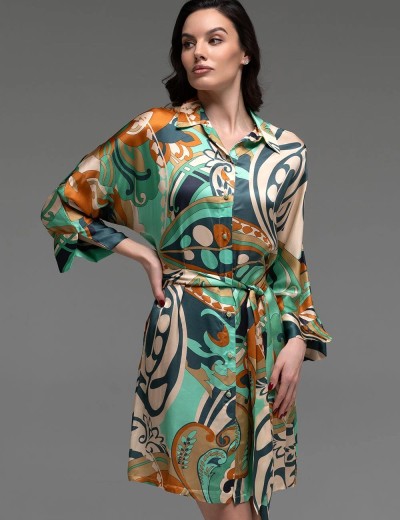Рубашка-халат из шёлка с вискозой Mia-Amore CAPRI 4563, Цвет: мультицвет, Размеры: 2XL/3XL, изображение 3