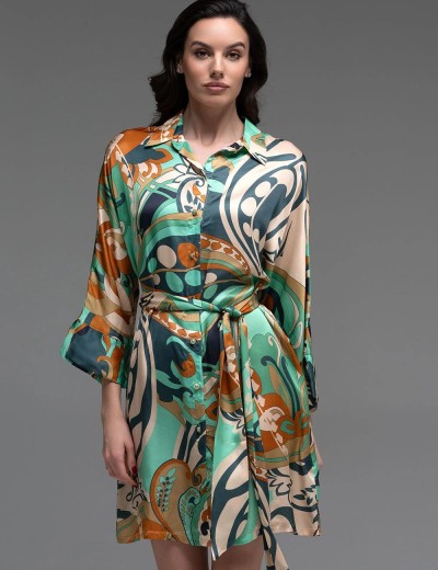 Рубашка-халат из шёлка с вискозой Mia-Amore CAPRI 4563, Цвет: мультицвет, Размеры: 2XL/3XL, изображение 4