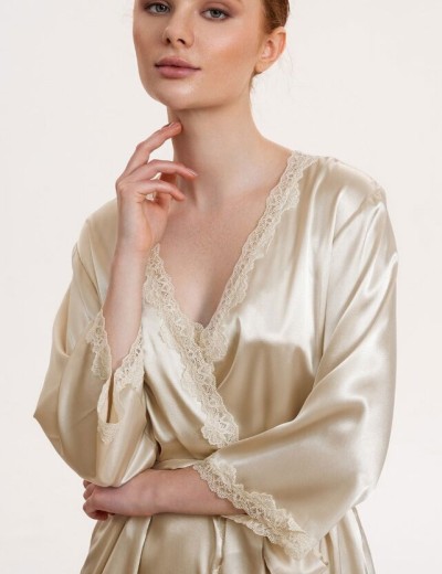 Атласный халат-кимоно Mia-Mella JULIA CHARME 8733 айвори, Цвет: айвори, Размеры: S/M, изображение 3