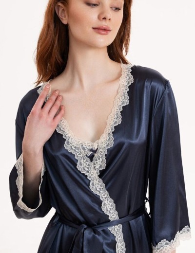 Атласный халат-кимоно Mia-Mella JULIA CHARME 8733 черника, Цвет: черника, Размеры: S/M, изображение 3