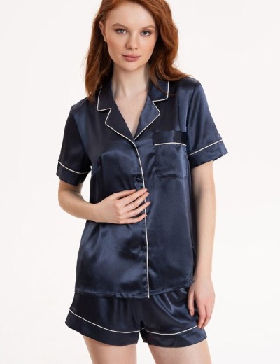 Атласный комплект с шортами Mia-Mella JULIA CHARME 8738 черника, Цвет: черника, Размеры: 3XL, изображение 3