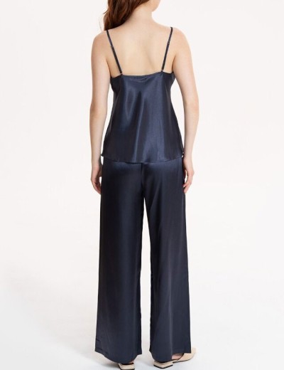 Атласный комплект топ и брюки Mia-Mella JULIA CHARME 8755 черника, Цвет: черника, Размеры: S, изображение 2