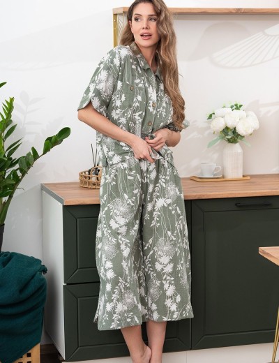 Комплект с укороченными широкими брюками Mia-Amore MARIBEL 5485, Цвет: оливковый, Размеры: S, изображение 4