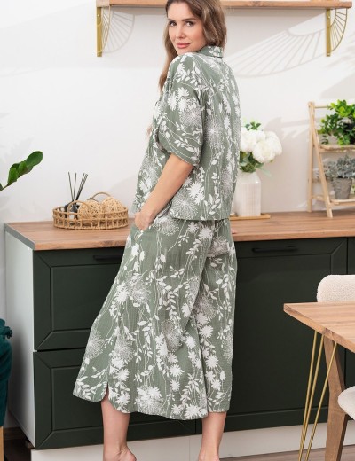 Комплект с укороченными широкими брюками Mia-Amore MARIBEL 5485, Цвет: оливковый, Размеры: S, изображение 2