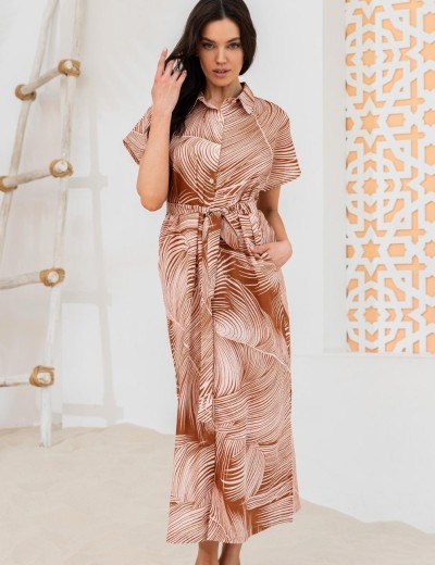 Халат из хлопка со льном Mia-Amore PASADENA 5548, Цвет: карамельный, Размеры: 3XL, изображение 4