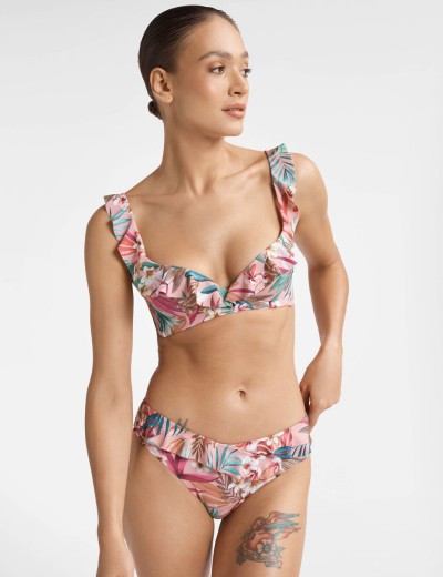 Бюстгальтер купальный с пуш-ап Esotiq BAE 40702 мульти розовый, Цвет: цветы на розовом, Размеры: 75C/80B, изображение 3