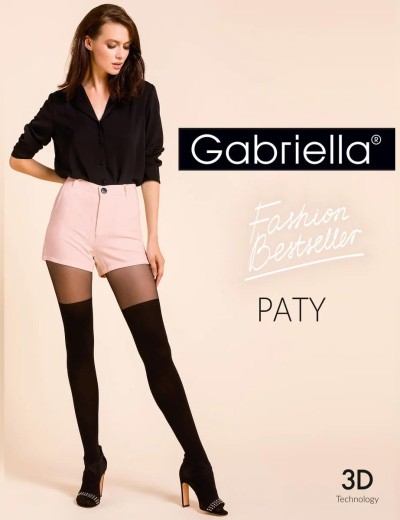 Колготки имитирующие чулки Gabriella 728 PATY 20/60 den чёрный, Цвет: чёрный, Размеры: 3, изображение 3