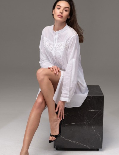 Удлиненная рубашка хлопок Mia-Amore ARGENTINA 1757, Цвет: бежевый+черный, Размеры: M, изображение 4