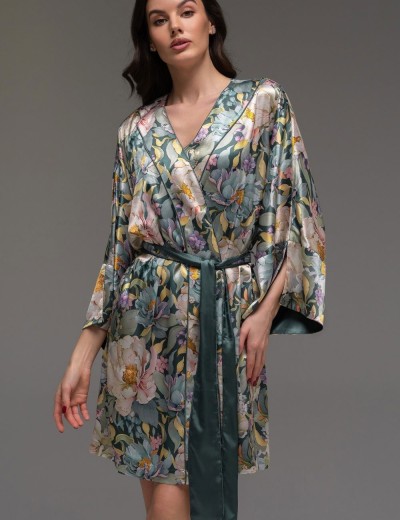Короткий шёлковый халат Mia-Amore EVANGELINA 4573, Цвет: мультицвет, Размеры: L/XL, изображение 3