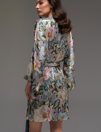 Короткий шёлковый халат Mia-Amore EVANGELINA 4573, Цвет: мультицвет, Размеры: L/XL, изображение 2