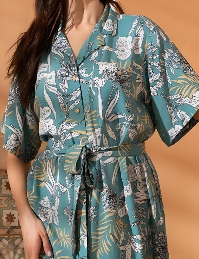 Халат-рубашка с коротким рукавом Mia-Amore IMANY 5497, Цвет: мятный, Размеры: 5XL, изображение 3