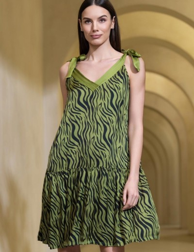 Короткий сарафан с оборкой Mia-Amore IRMA 4150, Цвет: оливковый, Размеры: 3XL, изображение 3