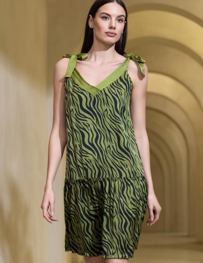 Короткий сарафан с оборкой Mia-Amore IRMA 4150, Цвет: оливковый, Размеры: 3XL, изображение 4