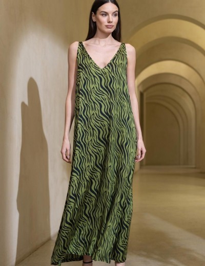 Длинный сарафан из шёлка Mia-Amore IRMA 4154, Цвет: оливковый, Размеры: 3XL, изображение 3