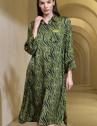 Удлиненная шёлковая рубашка Mia-Amore IRMA 4157, Цвет: оливковый, Размеры: 3XL, изображение 4