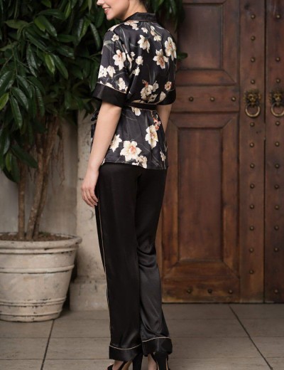 Шёлковая женская пижама Mia-Amore KAMELIA 3336, Цвет: черный, Размеры: XL, изображение 2