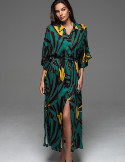 Длинный халат-рубашка Mia-Amore MALACHITE 5539, Цвет: мультиколор, Размеры: 2XL/3XL, изображение 3