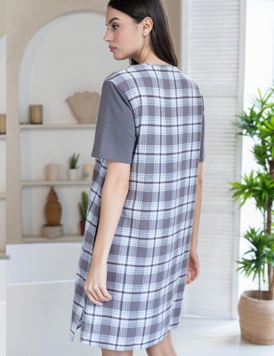 Домашняя туника из фланели Mia-Amore Mr&Mrs SMITH 5101 серо-голубой, Цвет: серо-голубой, Размеры: S, изображение 2