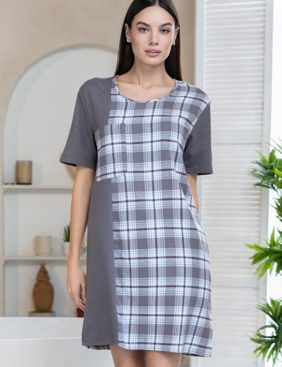 Домашняя туника из фланели Mia-Amore Mr&Mrs SMITH 5101 серо-голубой, Цвет: серо-голубой, Размеры: S, изображение 3