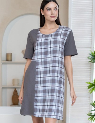 Домашняя туника из фланели Mia-Amore Mr&Mrs SMITH 5101 серо-голубой, Цвет: серо-голубой, Размеры: S, изображение 4