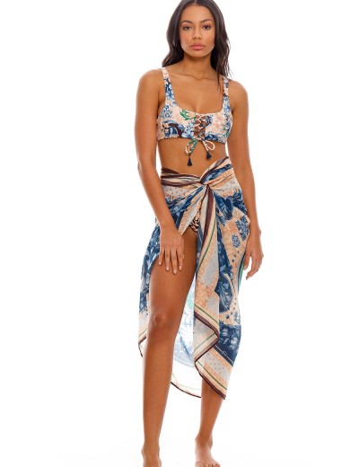 Пляжное парео Agua Bendita 9304 MARINE CARDUMEN, Цвет: синий, Размеры: UN, изображение 3