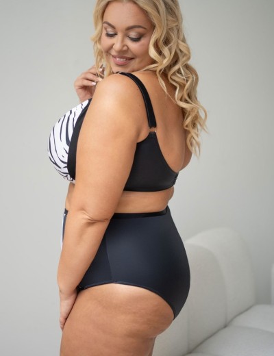 Высокие плавки Kris Line TROPEA briefs high waist, Цвет: черный+белый, Размеры: 2XL, изображение 3