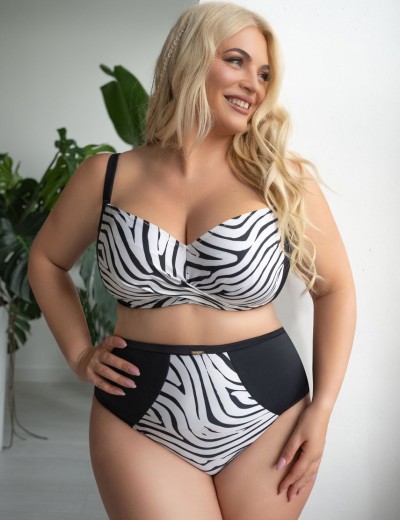 Высокие плавки Kris Line TROPEA briefs high waist, Цвет: черный+белый, Размеры: 2XL, изображение 4