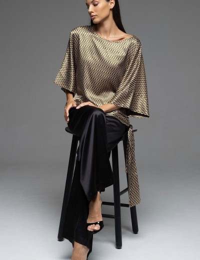 Атласный брючный комплект Mia-Amore INNA 7525, Цвет: мультколор, Размеры: XL, изображение 4