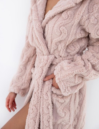 Банный халат с капюшоном Sensis GIULIA, Цвет: розовый, Размеры: M, изображение 4 Банный халат с капюшоном Sensis GIULIA, Цвет: розовый, Размеры: M, изображение 4
