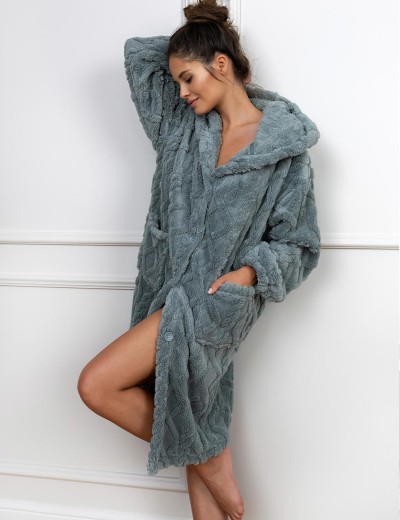 Тёплый халат на пуговицах Sensis GRETHEN, Цвет: изумрудный, Размеры: S/M, изображение 2 Тёплый халат на пуговицах Sensis GRETHEN, Цвет: изумрудный, Размеры: S/M, изображение 2